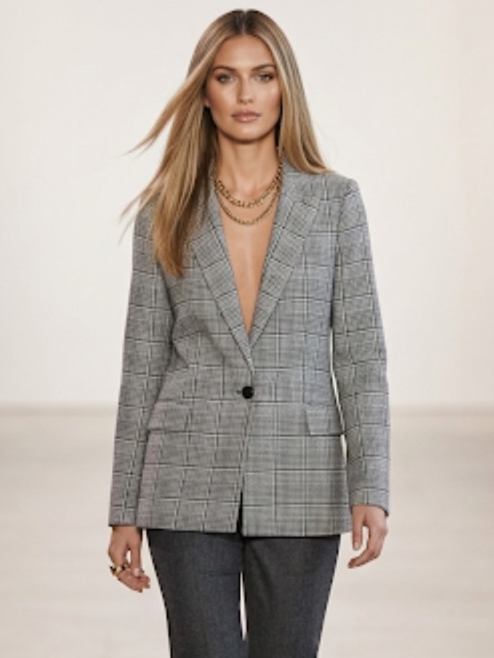 Reiss Jackets & Blazers - REISS Alenna Single-Breasted Prince of Wales Check Suit Blazer in Grey Size US 6